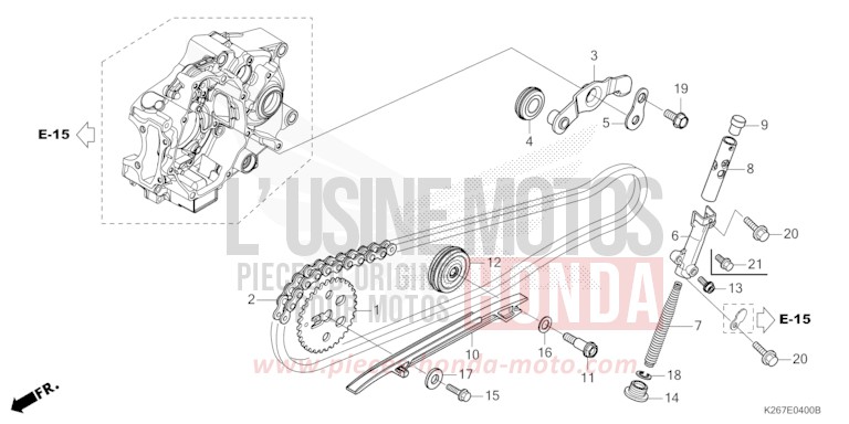 CAM CHAIN/TENSIONER for MSX GROM A FORCE SILVER METALLIC (NH411) from 2021